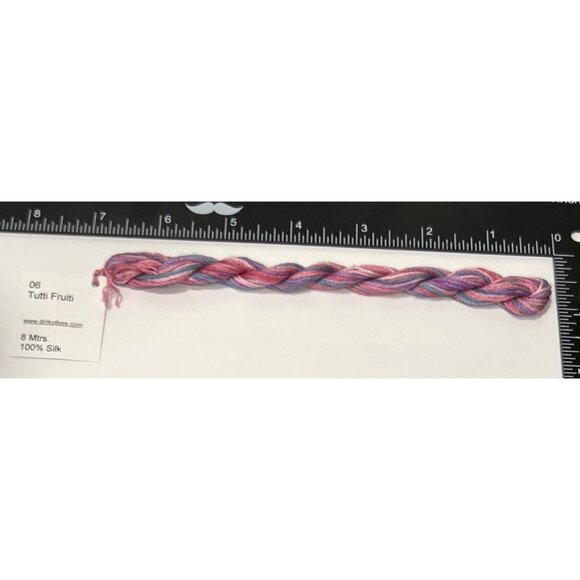 Dinky Dyes #06 Tutti Fruiti 100% Silk Embroidery Thread 8 Mtrs Cross Stitch - Picture 2 of 3